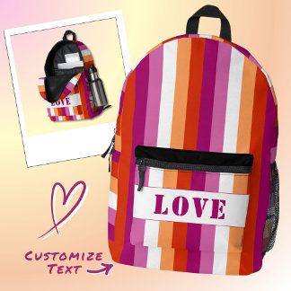 LGBTQ+ custom Lesbian Flag Stripes Pride - Printed Backpack
