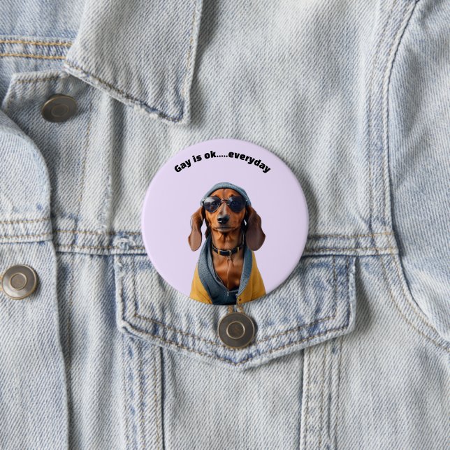 LGBTQ DACHSHUND 3 INCH ROUND BUTTON (In Situ)