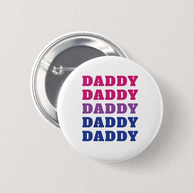 LGBTQ Daddy Bisexual Pride Dad Father's Day 2 Inch Round Button (Front & Back)