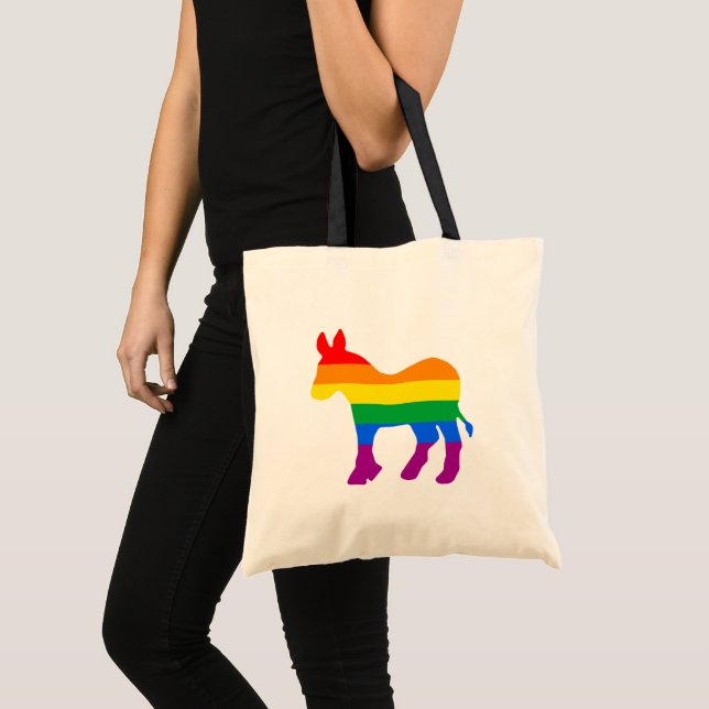 LGBTQ Democrat Pride Tote Bag (Front (Product))