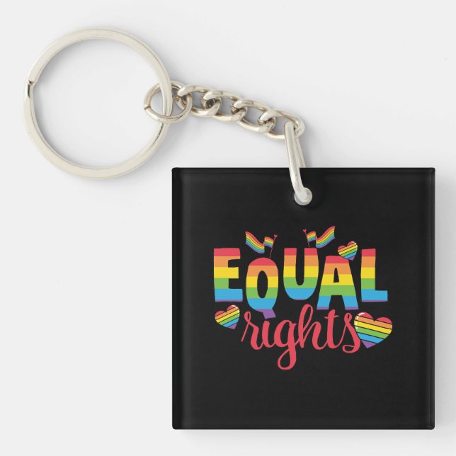LGBTQ - Equal Rights - Rainbow Colours Keychain (Front)