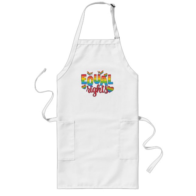LGBTQ - Equal Rights - Rainbow Colours Long Apron (Front)