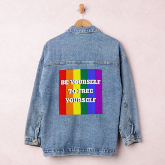 LGBTQ+ EQUALITY RAINBOW FLAG DENIM JACKET