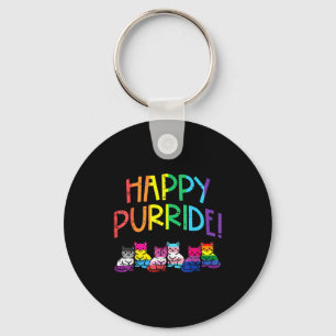 Lgbtq flag cats happy purride gay pride month ally keychain