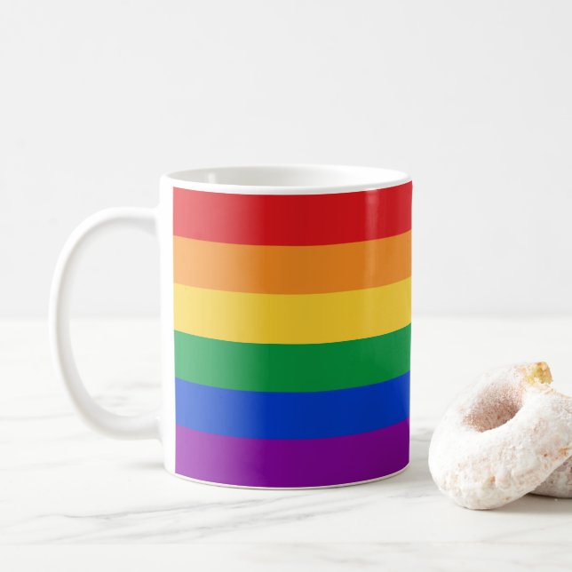 LGBTQ Flag Colours Coffee Mug (With Donut)