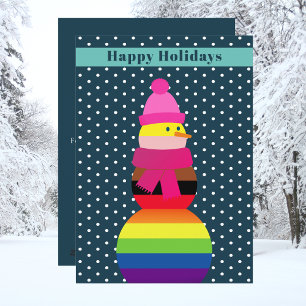 Lgbtq flag colours Snowman christmas holiday card