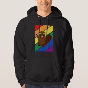 Lgbtq Flag Gay Pride Month Rainbow Beaver With Lgb Hoodie