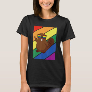 LGBTQ Flag Gay Pride Month Rainbow Beaver With LGB T-Shirt