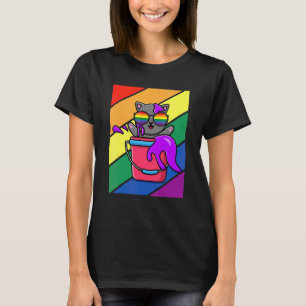 Lgbtq Flag Gay Pride Month Rainbow Cat With Lgbt C T-Shirt