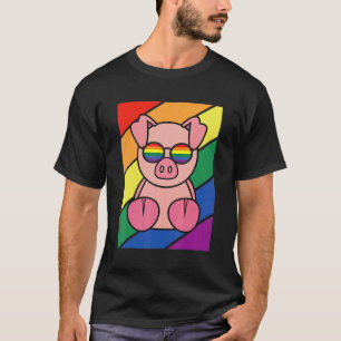LGBTQ Flag Gay Pride Month Rainbow Pig With LGBT G T-Shirt