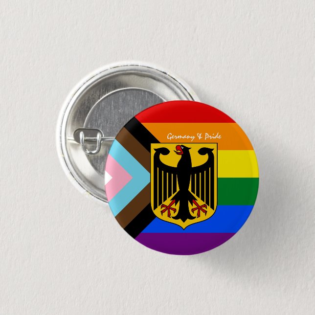 LGBTQ Flag & German emblem Pride / Germany  1 Inch Round Button (Front & Back)