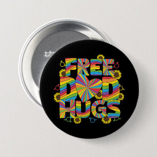 LGBTQ - Free Dad Hugs - Rainbow Colour 3 Inch Round Button