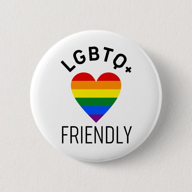 lgbtq friendly pride flag symbol love gay lgbt rai 2 inch round button (Front)