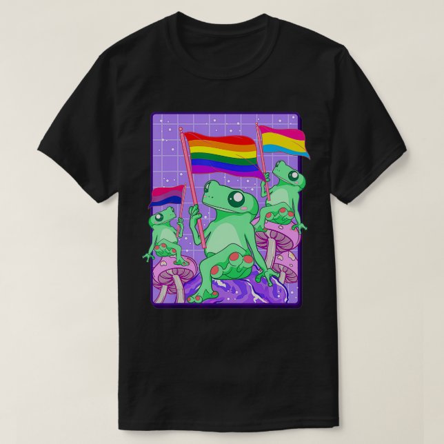 LGBTQ Frog Ally Frog LGBT Pride Panseual Biseual F T-Shirt (Design Front)