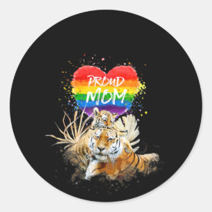 LGBTQ Gay And Lesbian Pride Mama Tiger Classic Round Sticker