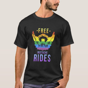 Lgbtq Gay Beard Moustache Ride Queer Rainbow T-Shirt