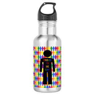 LGBTQ Gay Man Silhouette and Rainbow Men 532 Ml Water Bottle