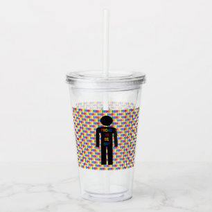 LGBTQ Gay Man Silhouette and Rainbow Men Acrylic Tumbler