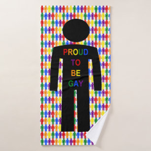 LGBTQ Gay Man Silhouette and Rainbow Men Bath Towel
