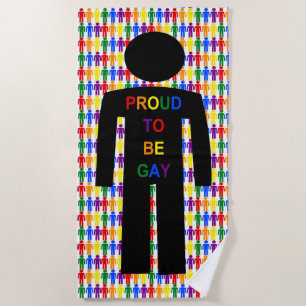 LGBTQ Gay Man Silhouette and Rainbow Men Beach Towel