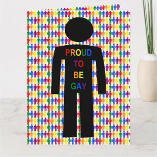 LGBTQ Gay Man Silhouette and Rainbow Men Card