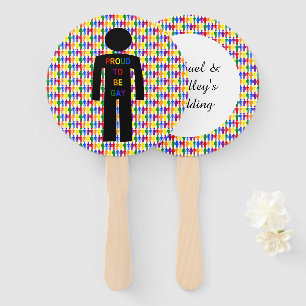 LGBTQ Gay Man Silhouette and Rainbow Men Custom Hand Fan