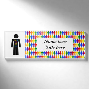 LGBTQ Gay Man Silhouette and Rainbow Men Custom Name Tag