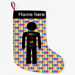LGBTQ Gay Man Silhouette and Rainbow Men Custom Small Christmas Stocking