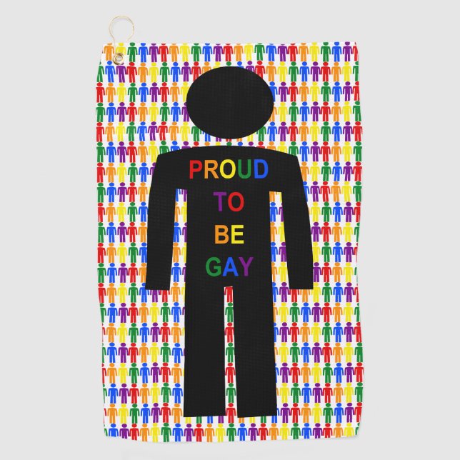 LGBTQ Gay Man Silhouette and Rainbow Men Golf Towel (Front)