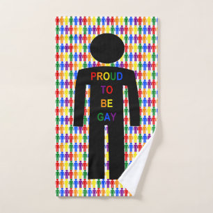 LGBTQ Gay Man Silhouette and Rainbow Men Hand Towel
