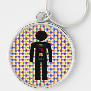 LGBTQ Gay Man Silhouette and Rainbow Men Keychain