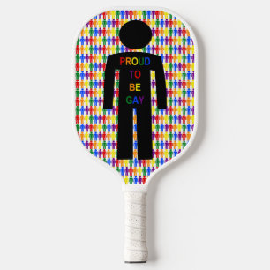 LGBTQ Gay Man Silhouette and Rainbow Men Pickleball Paddle