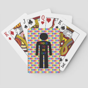 LGBTQ Gay Man Silhouette and Rainbow Men Playing Cards