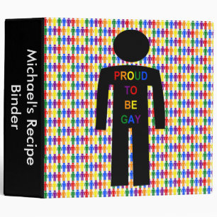 LGBTQ Gay Man Silhouette and Rainbow Men Recipe Binder