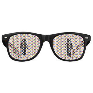LGBTQ Gay Man Silhouette and Rainbow Men Retro Sunglasses