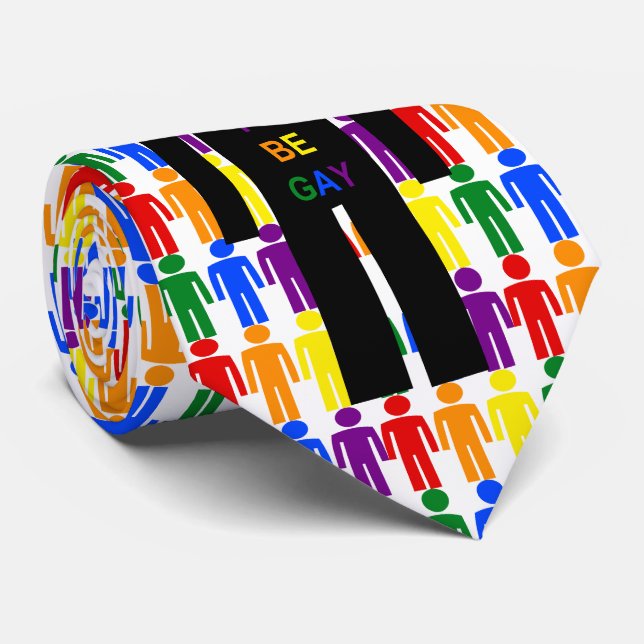 LGBTQ Gay Man Silhouette and Rainbow Men Tie (Rolled)
