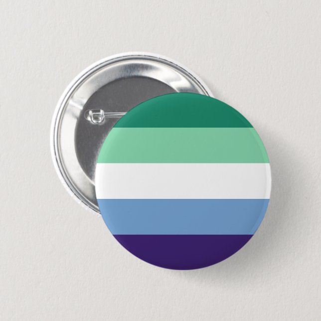 LGBTQ Gay Men Pride Flag 2 Inch Round Button (Front & Back)