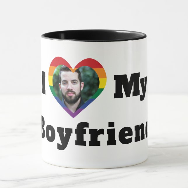 LGBTQ Gay Pride Custom Photo I Love My Boyfriend Mug (Creator Uploaded)