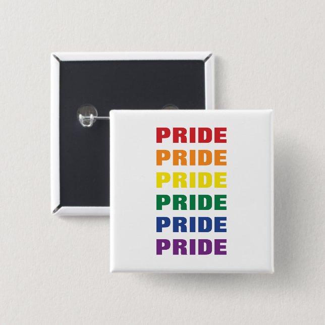  LGBTQ Gay Pride Customizable Repeated Text 2 Inch Square Button (Front & Back)