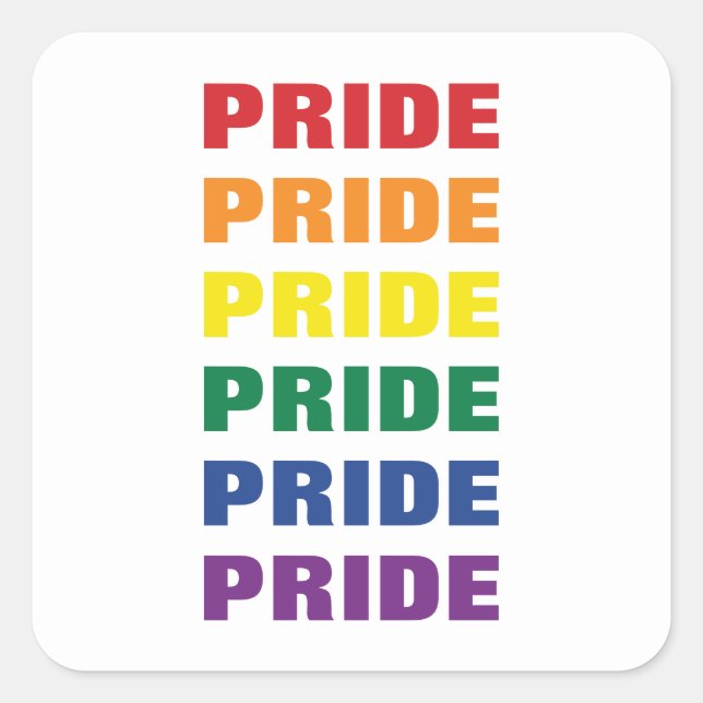 LGBTQ Gay Pride Customizable Repeating Text Square Sticker (Front)