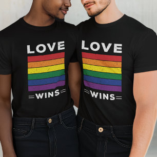 LGBTQ Gay Pride Distressed Grunge Love Wins T-Shirt