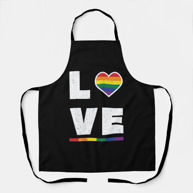 LGBTQ Gay Pride Flag Distressed Grunge Love Apron (Front)