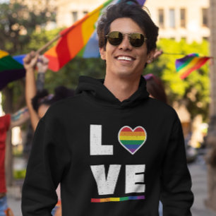 LGBTQ Gay Pride Flag Distressed Grunge Love Hoodie
