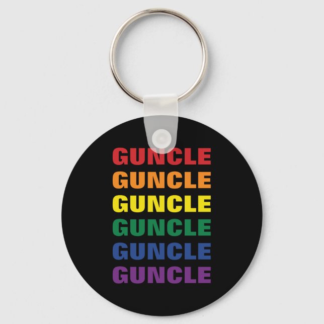 LGBTQ Gay Pride Fun And Funny Gay Uncle Guncle Keychain (Front)