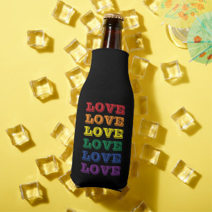 LGBTQ Gay Pride Love Customizable Repeated Text Bottle Cooler