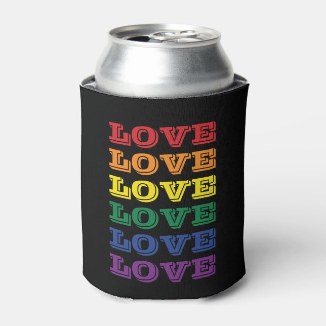 LGBTQ Gay Pride Love Customizable Repeated Text Can Cooler (Can Front)