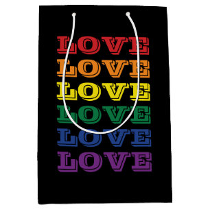 LGBTQ Gay Pride Love Customizable Repeated Text Medium Gift Bag