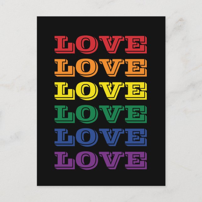LGBTQ Gay Pride Love Customizable Repeated Text Postcard (Front)