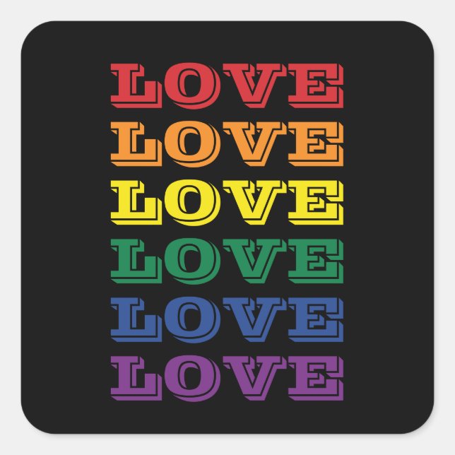 LGBTQ Gay Pride Love Customizable Repeated Text Square Sticker (Front)