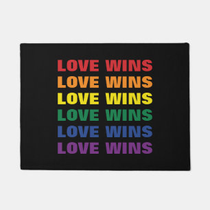 LGBTQ Gay Pride Love Wins Customizable Repeat Text Doormat